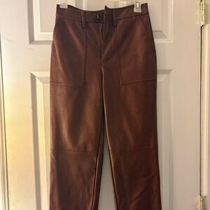 7 For All Mankind Brown Faux Leather Pants. XTRA SMALL women’s size.